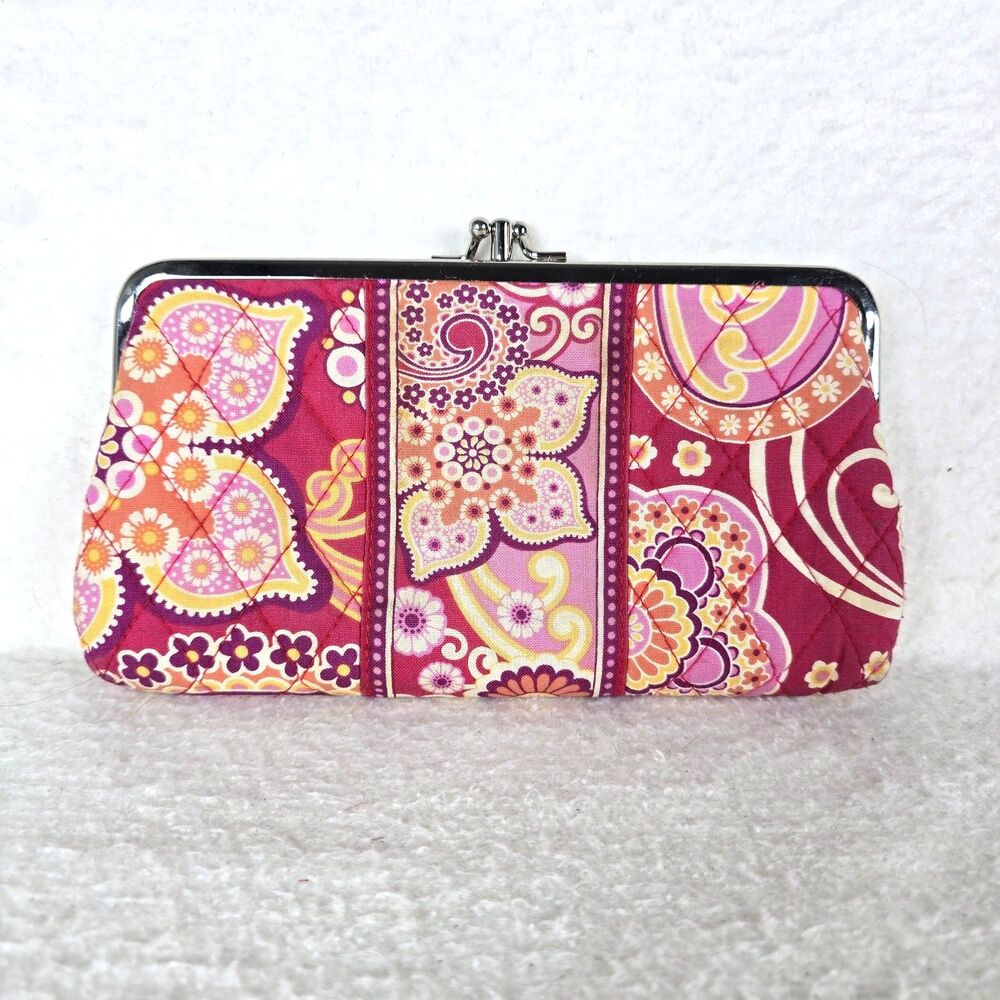 Vera Bradley Womens Raspberry Fizz Snap Close Wallet Clutch Purse 9"
